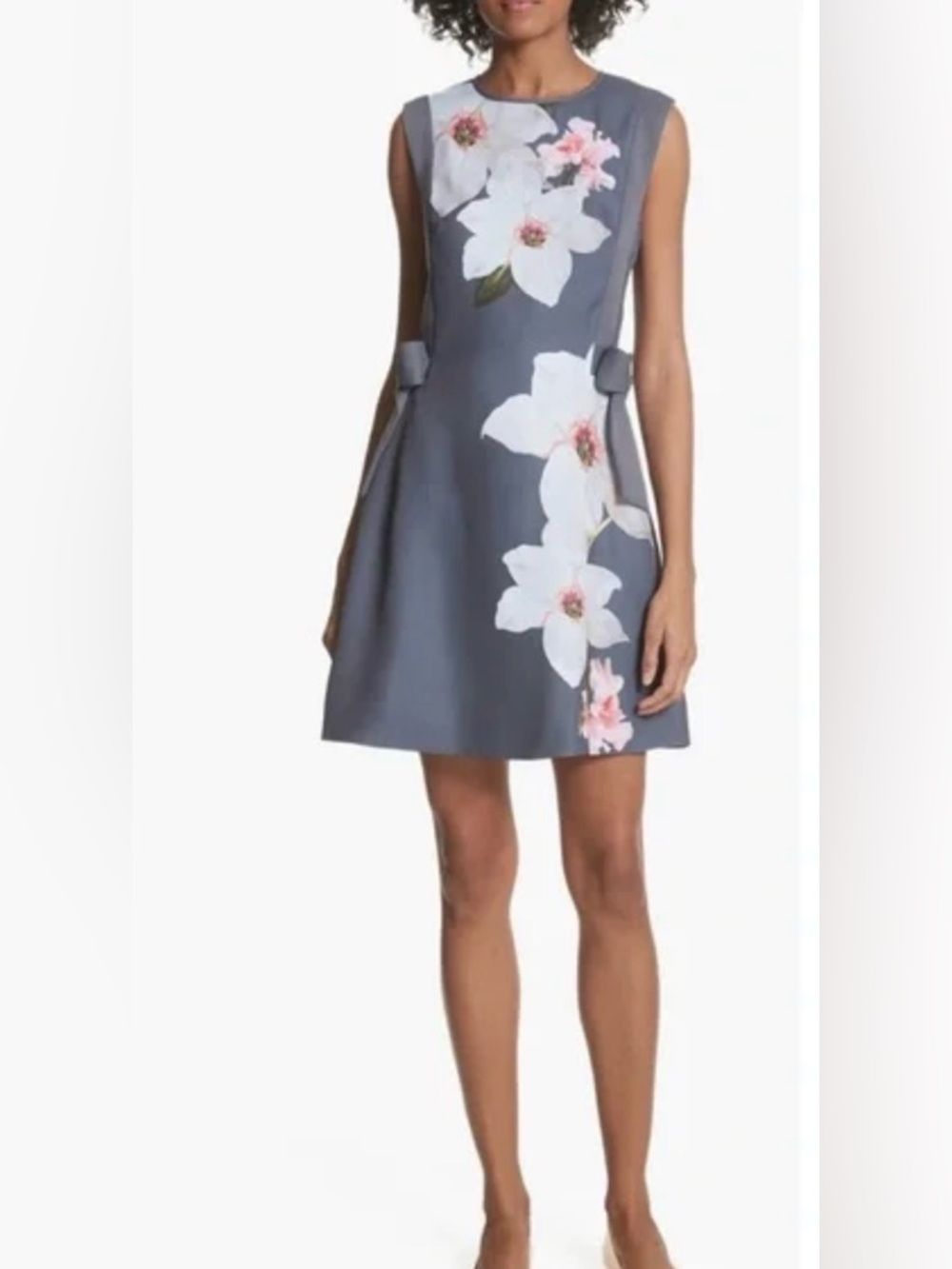 NWT Ted Baker London Chatsworth A-line Gray Floral Dress Size 3